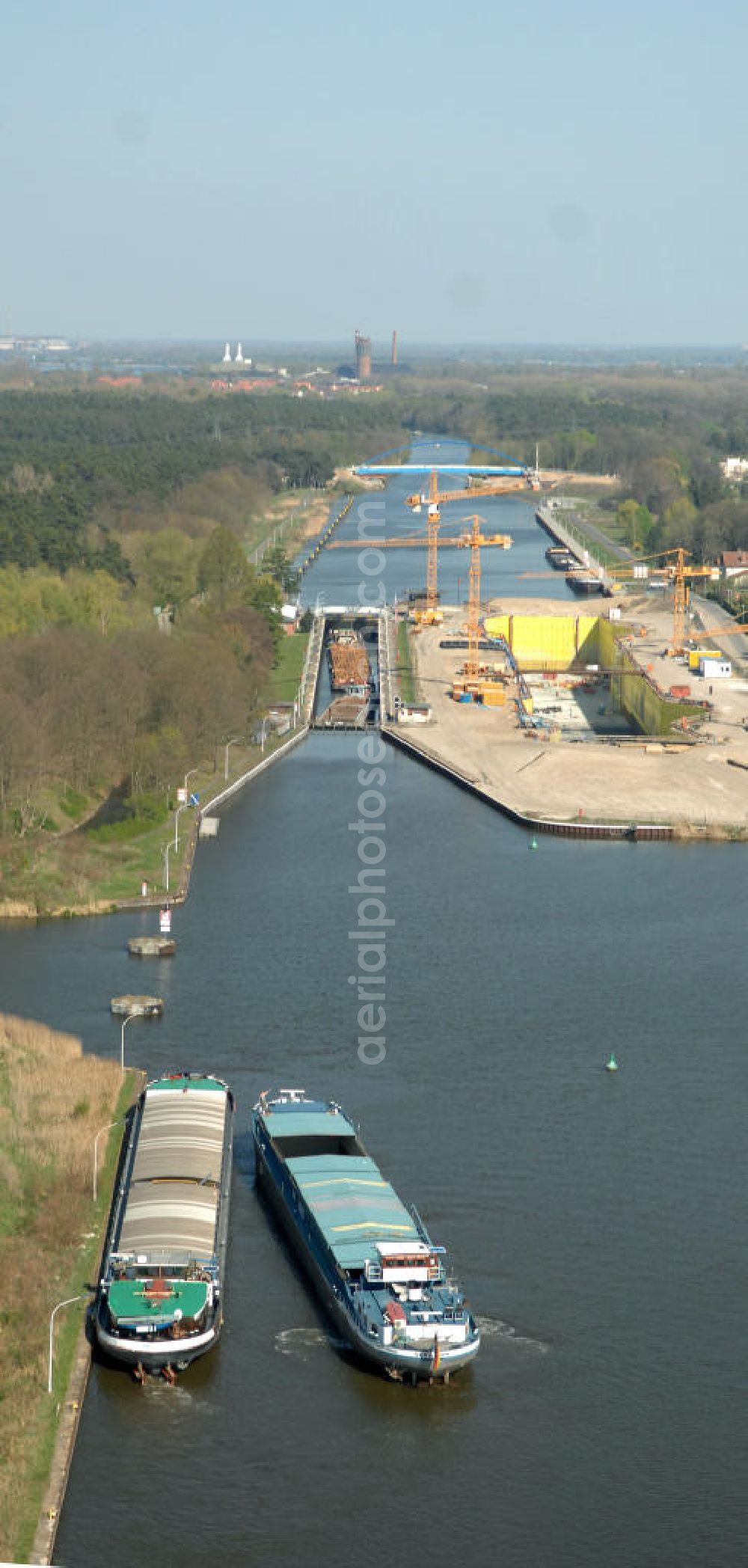 Wusterwitz from above - Blick auf die Erweiterungsbaustelle der Schleuse Wusterwitz. Ein Projekt des WSV: Wasserstraßen-Neubauamt Magdeburg, View of the construction site of the expansion lock Wusterwitz.