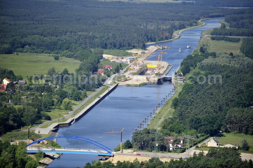 Wusterwitz from above - Blick auf die Erweiterungsbaustelle der Schleuse Wusterwitz. Ein Projekt des WSV: Wasserstraßen-Neubauamt Magdeburg, View of the construction site of the expansion lock Wusterwitz.