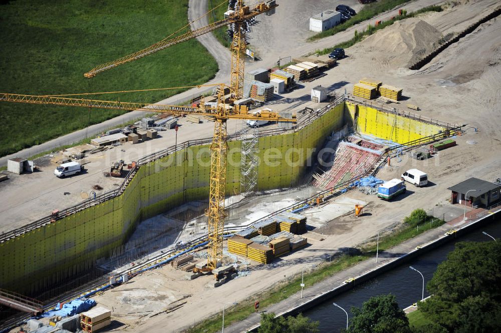 Wusterwitz from above - Blick auf die Erweiterungsbaustelle der Schleuse Wusterwitz. Ein Projekt des WSV: Wasserstraßen-Neubauamt Magdeburg, View of the construction site of the expansion lock Wusterwitz.