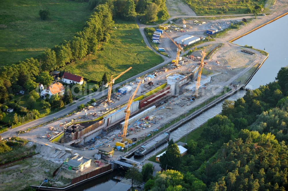 Wusterwitz from above - Blick auf die Erweiterungsbaustelle der Schleuse Wusterwitz am Elbe-Havel-Kanal. Ein Projekt des WSV: Wasserstraßen-Neubauamt Magdeburg, View of the construction site of the expansion lock Wusterwitz.