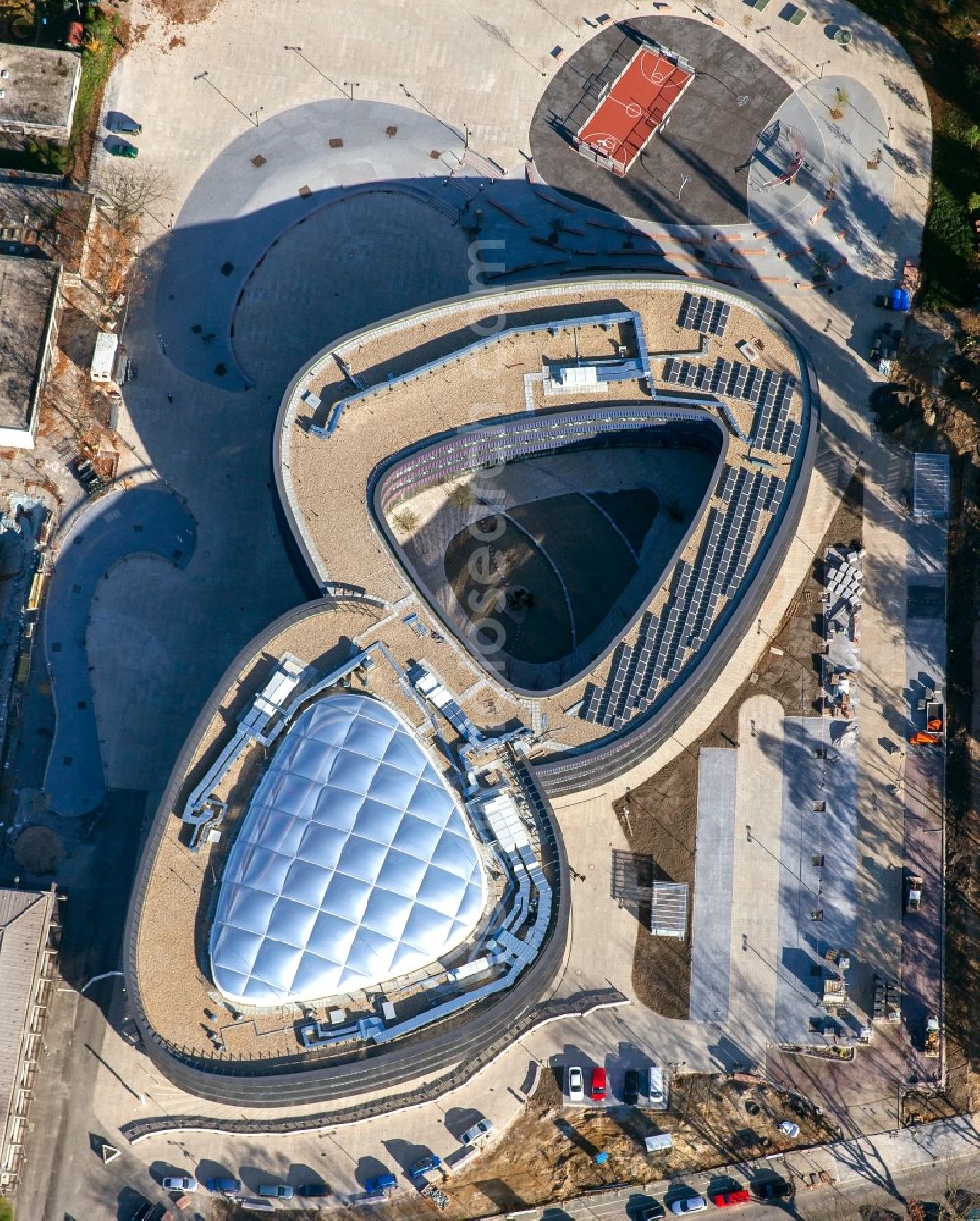 Aerial photograph Bochum - Construction site of School building of the Neues Gymnasium Bochum on Querenburger Strasse in Bochum in the state North Rhine-Westphalia