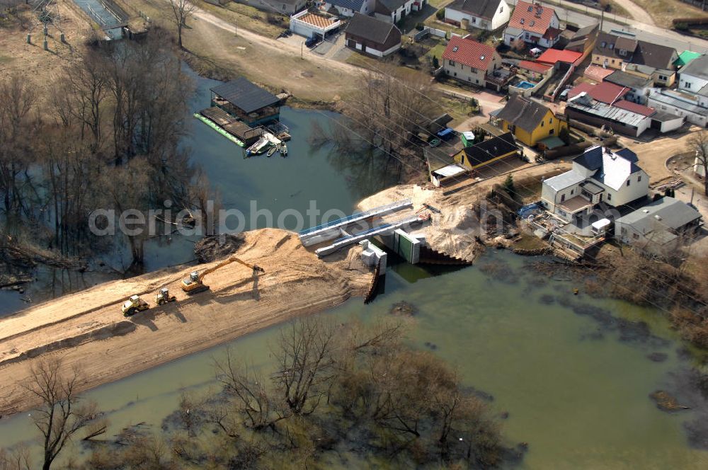 Brieskow-Finkenheerd from above - View of the tense situation in the flood area of Brieskow-Finkenheerd in Brandenburg