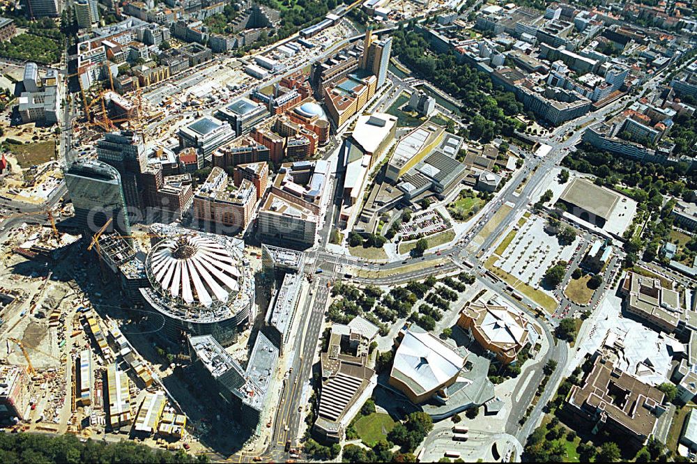 Aerial image Berlin Mitte - Office buildings and commercials at the Potsdam Square in the borough Mitte