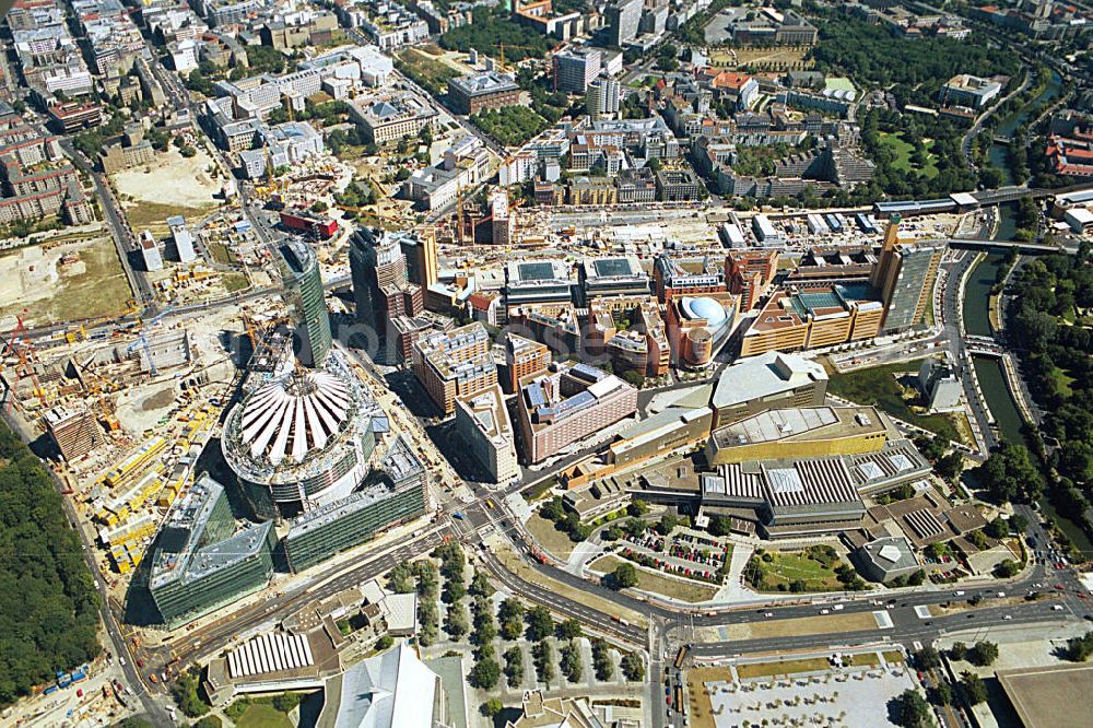 Berlin Mitte from above - Office buildings and commercials at the Potsdam Square in the borough Mitte