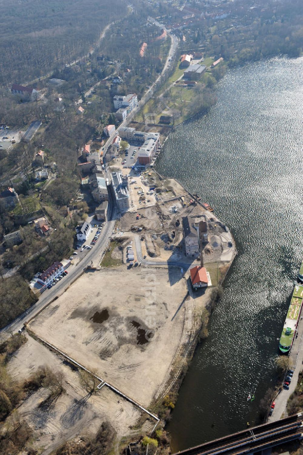 Aerial image Potsdam - Propertys at the Brauhausberg, so-called Warehouse district between the river Havel and the street Leipziger Strasse