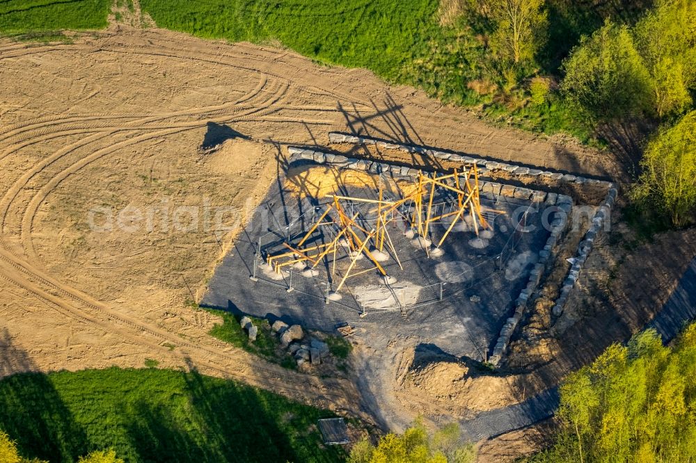 Hamm from above - Construction site of a playground with climbing facilities in the district of Bockum-Hoevel in Hamm in the state of North Rhine-Westphalia