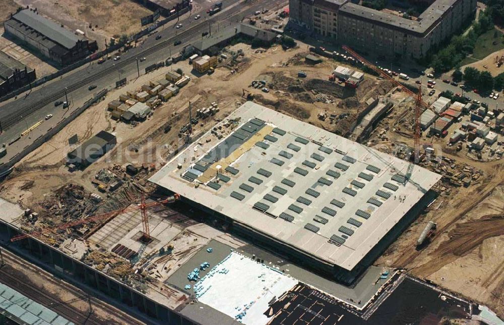 Berlin - Friedrichshain from the bird's eye view: Baustelle Sportkomplex an der Landsberger Allee (OSB SSB GmbH).