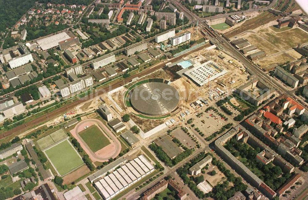 Aerial image Berlin - Friedrichshain - Baustelle Sportkomplex an der Landsberger Allee (OSB SSB GmbH).