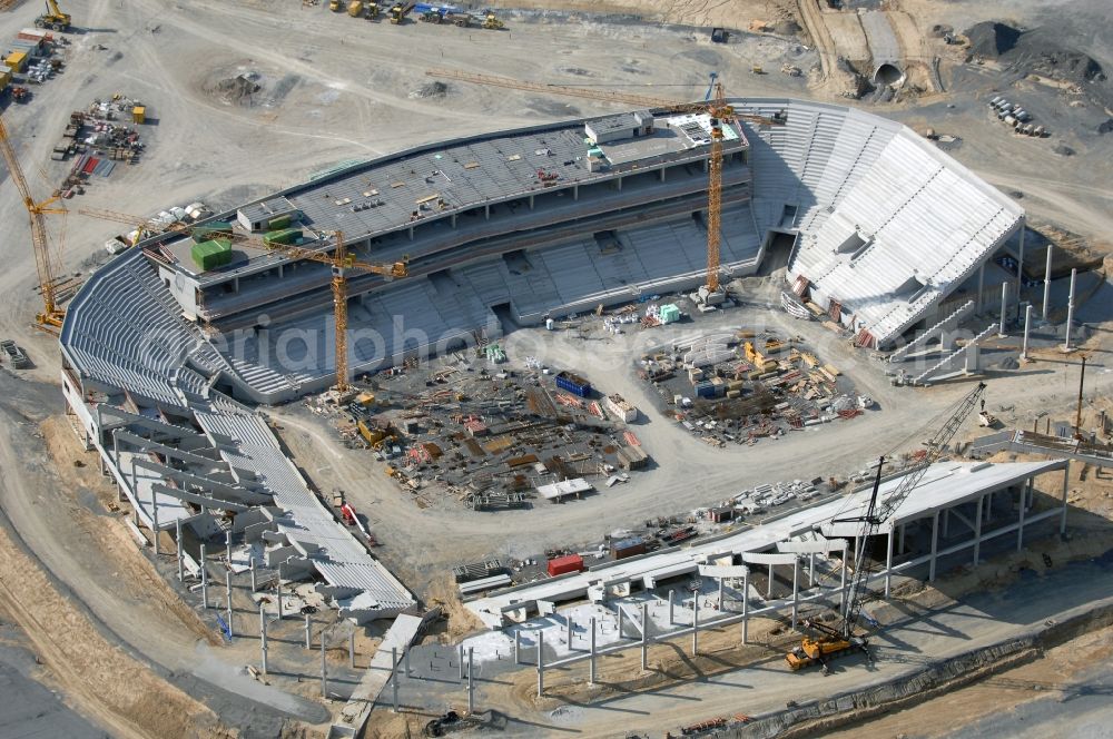 Aerial photograph Sinsheim - Construction site of Sports facility grounds of the Arena stadium WIRSOL Rhein-Neckar-Arena an der Dietmar-Hopp-Strasse in Sinsheim in the state Baden-Wuerttemberg