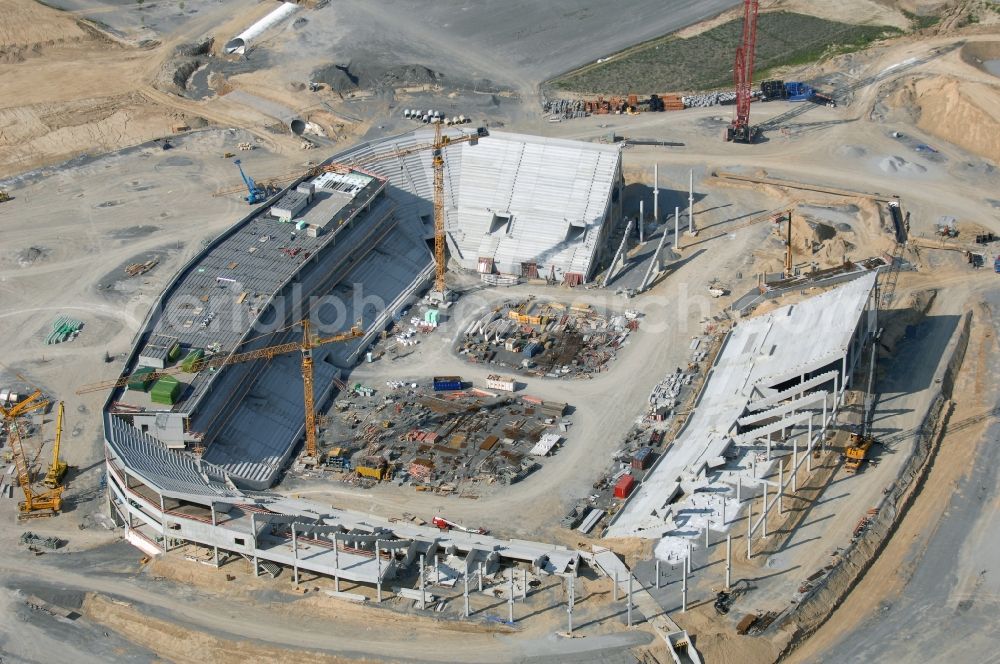 Aerial image Sinsheim - Construction site of Sports facility grounds of the Arena stadium WIRSOL Rhein-Neckar-Arena an der Dietmar-Hopp-Strasse in Sinsheim in the state Baden-Wuerttemberg