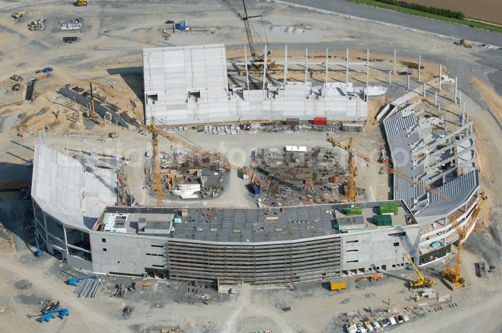 Aerial image Sinsheim - Construction site of Sports facility grounds of the Arena stadium WIRSOL Rhein-Neckar-Arena an der Dietmar-Hopp-Strasse in Sinsheim in the state Baden-Wuerttemberg