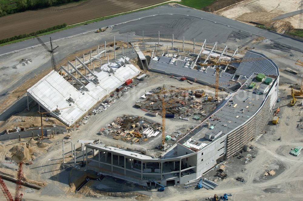 Sinsheim from above - Construction site of Sports facility grounds of the Arena stadium WIRSOL Rhein-Neckar-Arena an der Dietmar-Hopp-Strasse in Sinsheim in the state Baden-Wuerttemberg