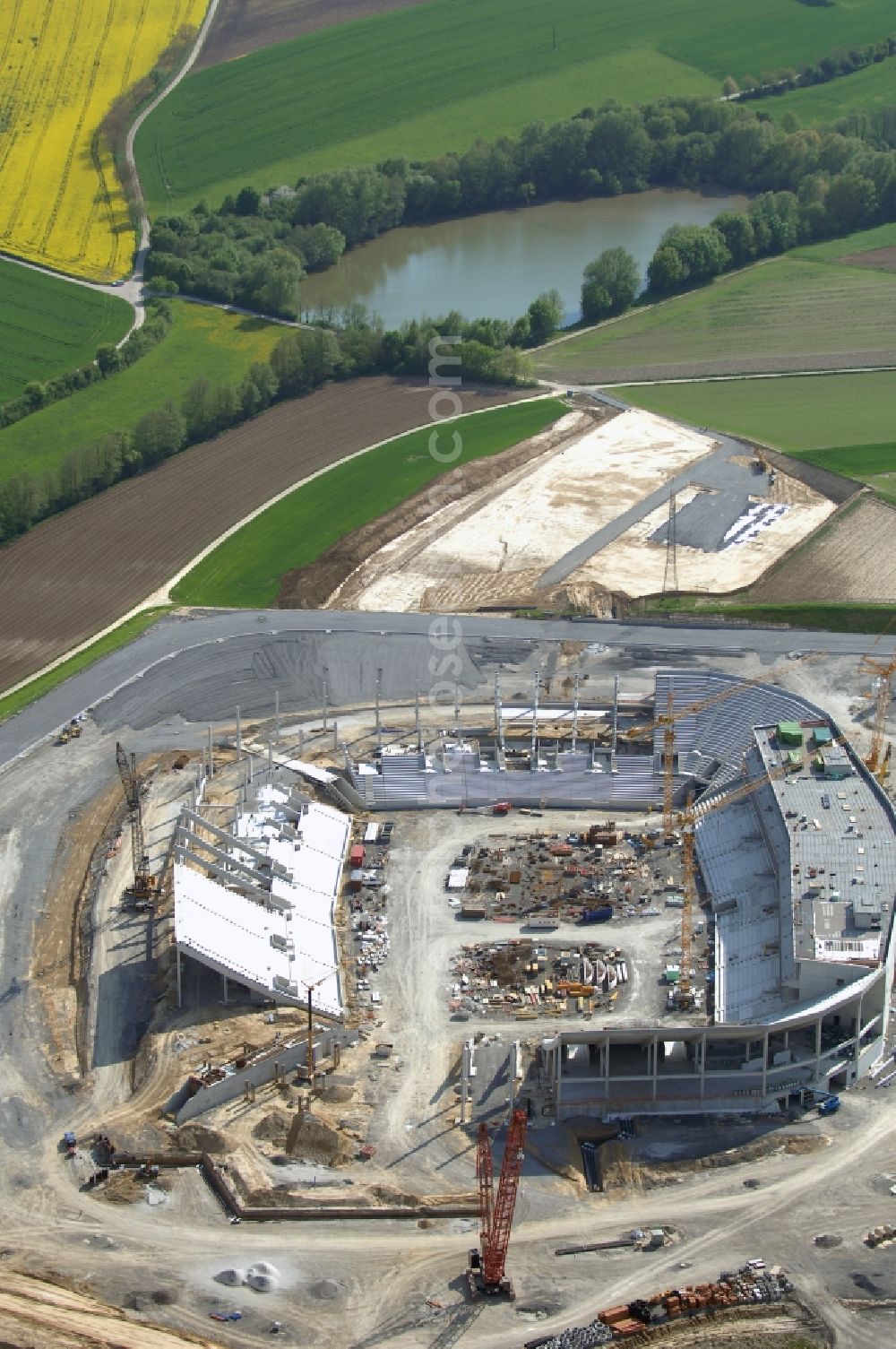 Sinsheim from above - Construction site of Sports facility grounds of the Arena stadium WIRSOL Rhein-Neckar-Arena an der Dietmar-Hopp-Strasse in Sinsheim in the state Baden-Wuerttemberg