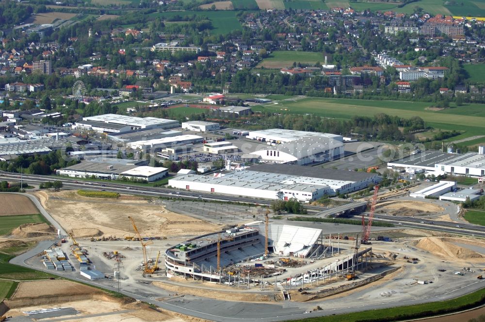 Aerial image Sinsheim - Construction site of Sports facility grounds of the Arena stadium WIRSOL Rhein-Neckar-Arena an der Dietmar-Hopp-Strasse in Sinsheim in the state Baden-Wuerttemberg