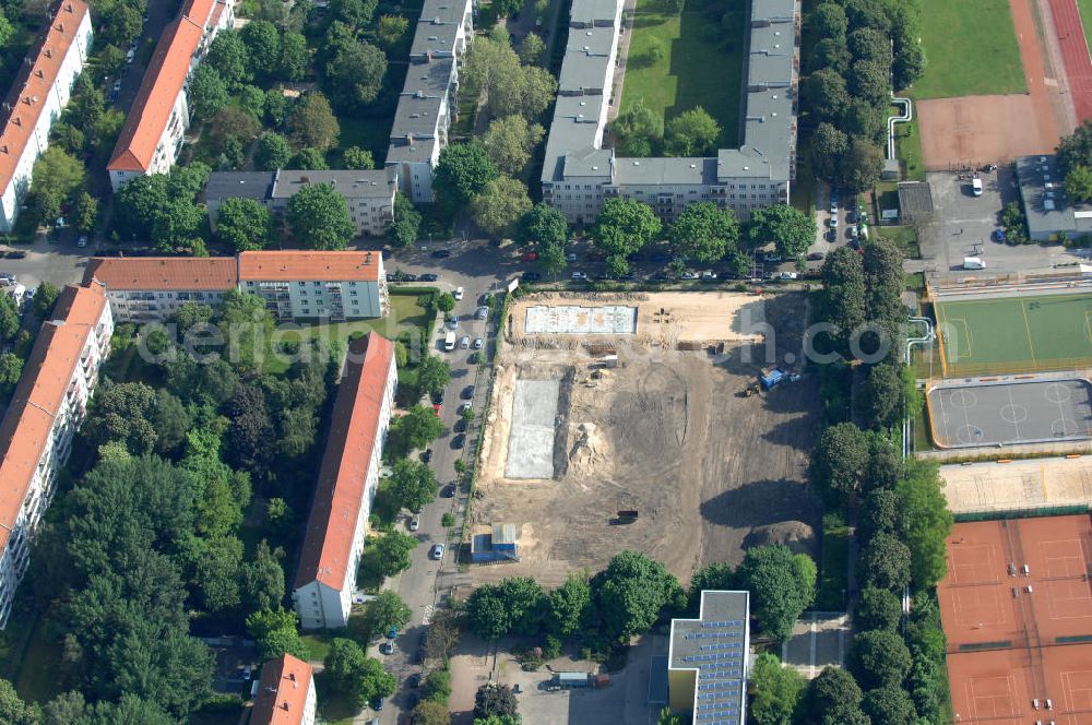 Aerial image Berlin - Blick auf die Baufläche des neuen Stadtquartier „Stadtgärten Friedrichsfelde“ in Berlin-Lichtenberg. Views of the city built the new headquarters' city gardens Friedrichsfelde in Berlin-Lichtenberg.