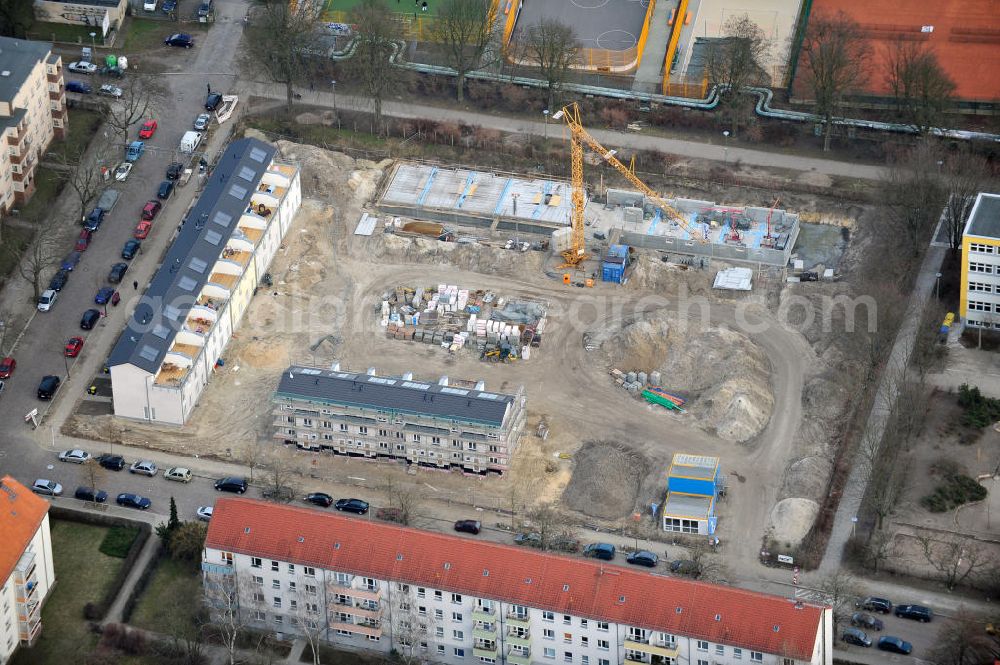 Aerial image Berlin Lichtenberg - Blick auf die Baufläche des neuen Stadtquartier „Stadtgärten Friedrichsfelde“ in Berlin-Lichtenberg. Views of the city built the new headquarters' city gardens Friedrichsfelde in Berlin-Lichtenberg.