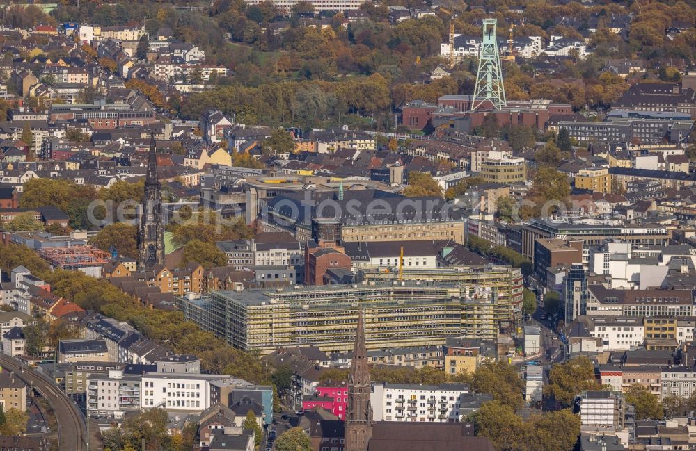 Bochum from above - Construction site for the multi-family residential building Stadtquartier on Viktoriastrasse in the district Innenstadt in Bochum at Ruhrgebiet in the state North Rhine-Westphalia, Germany