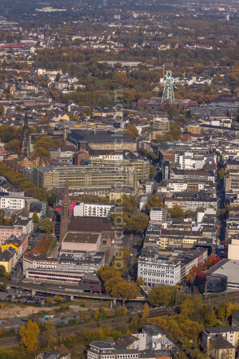 Aerial image Bochum - Construction site for the multi-family residential building Stadtquartier on Viktoriastrasse in the district Innenstadt in Bochum at Ruhrgebiet in the state North Rhine-Westphalia, Germany