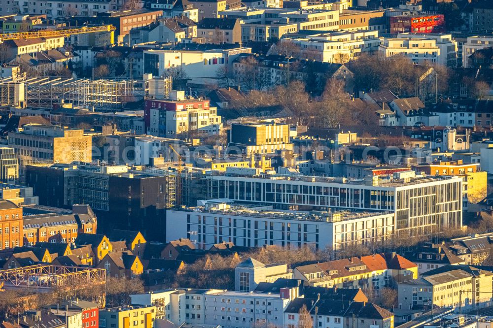 Bochum from the bird's eye view: Construction site for the multi-family residential building Stadtquartier on Viktoriastrasse in the district Innenstadt in Bochum at Ruhrgebiet in the state North Rhine-Westphalia, Germany