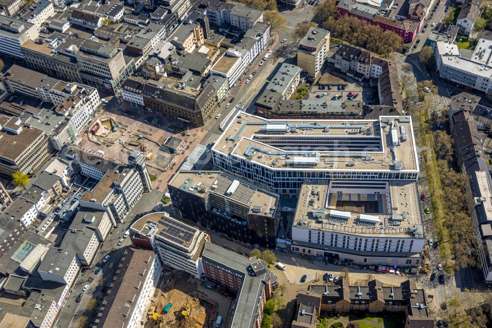 Bochum from above - Construction site for the multi-family residential building Stadtquartier on Viktoriastrasse in the district Innenstadt in Bochum at Ruhrgebiet in the state North Rhine-Westphalia, Germany