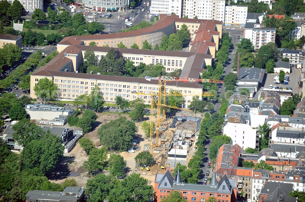 Berlin from above - View of the construction site of the urban district Friesenstraße in Berlin / Kreuzberg between Columbiadamm and Friesen St