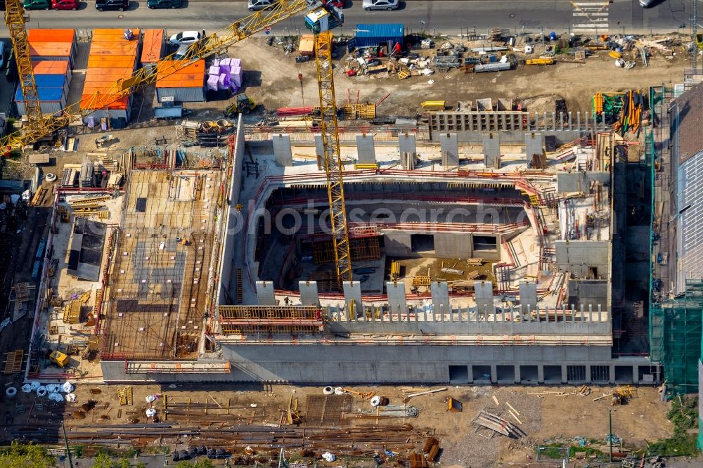 Bochum from above - Construction of St.Marienkirche and site of the Bochum Symphony in Bochum in North Rhine-Westphalia