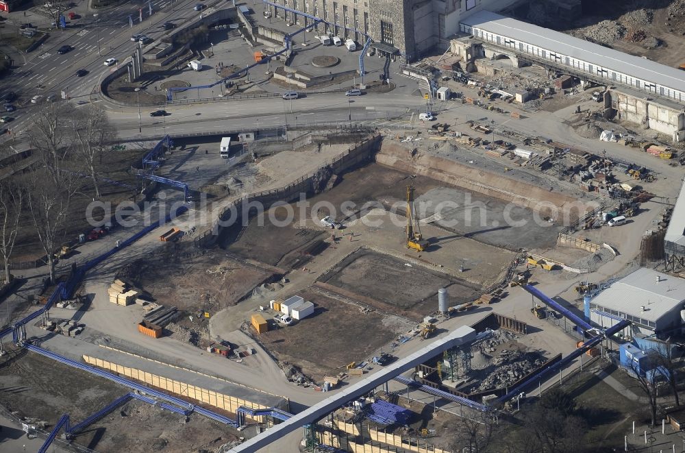 Stuttgart from the bird's eye view: Construction site at the Stuttgart Central station in Baden-Wuerttemberg. The termnal station will be largely demolished during the project Stuttgart 21 and converted into an underground transit station