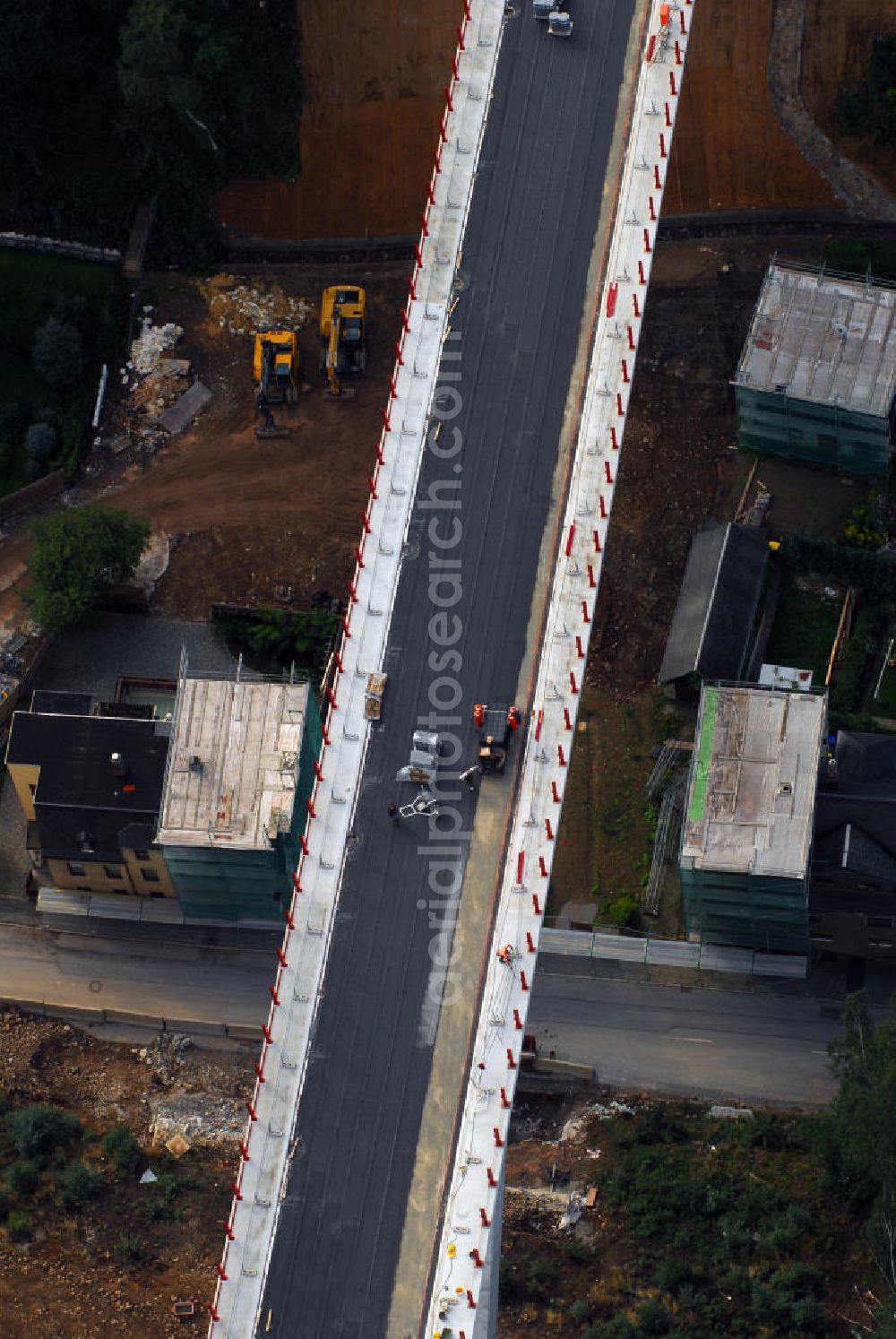 Aerial image Aue - Blick auf die Baustelle der Talbrücke / Brücke Alberoda. Über die Brücke führt die Schnellstraße 255 / Autobahnzubringer A72.