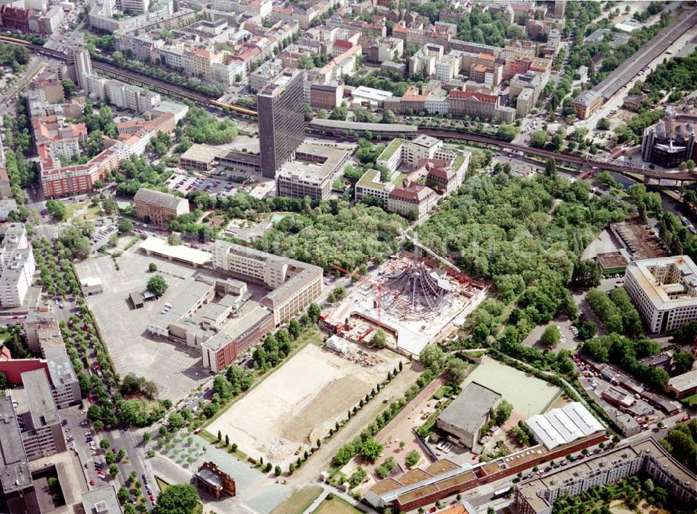 Potsdam from the bird's eye view: Baustelle des Tempodroms an Anhalter Bahnhof in Berlin - Kreuzberg.