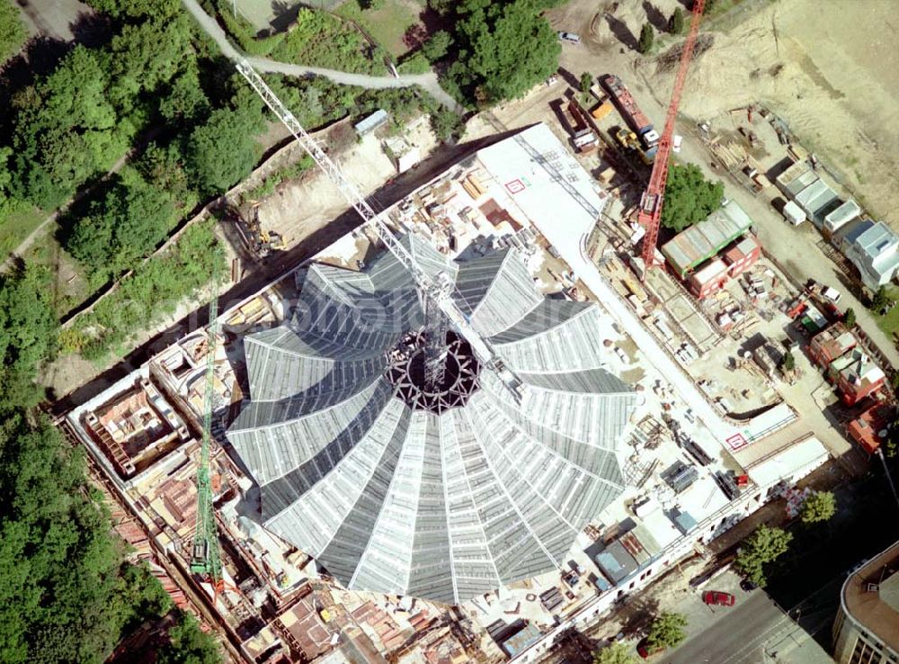 Berlin - Kreuzberg from the bird's eye view: Baustelle des Tempodroms an Anhalter Bahnhof in Berlin - Kreuzberg.