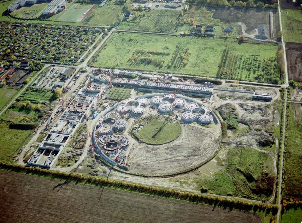 Aerial image Berlin - Falkenberg (Hohenschönhausen) - Baustelle des Tierheimes Falkenberg an der Dorfstraße / Ahrensfelder Chaussee in Falkenberg (Berlin - Hohenschönhausen).