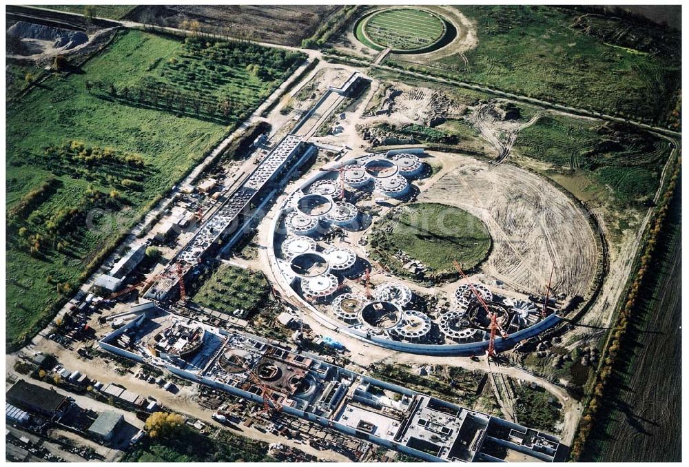 Aerial photograph Berlin - Falkenberg (Hohenschönhausen) - Baustelle des Tierheimes Falkenberg an der Dorfstraße / Ahrensfelder Chaussee in Falkenberg (Berlin - Hohenschönhausen).