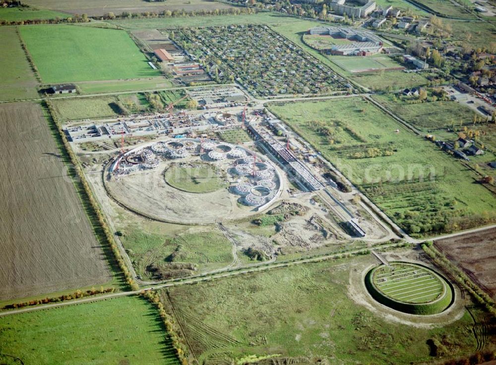 Aerial image Berlin - Falkenberg (Hohenschönhausen) - Baustelle des Tierheimes Falkenberg an der Dorfstraße / Ahrensfelder Chaussee in Falkenberg (Berlin - Hohenschönhausen).