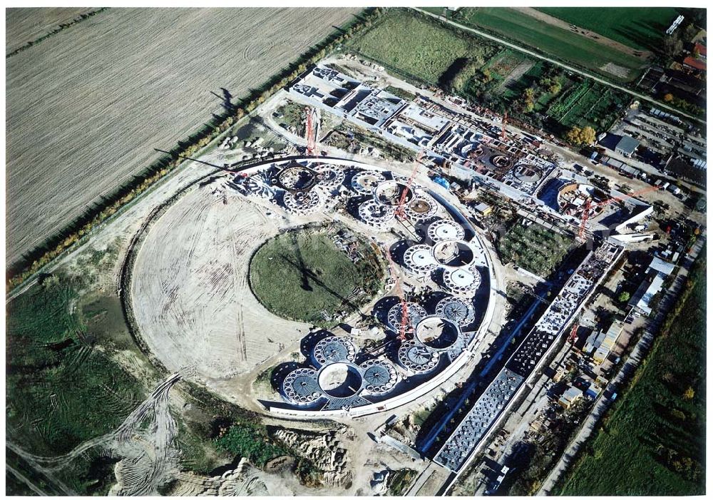 Berlin - Falkenberg (Hohenschönhausen) from above - Baustelle des Tierheimes Falkenberg an der Dorfstraße / Ahrensfelder Chaussee in Falkenberg (Berlin - Hohenschönhausen).