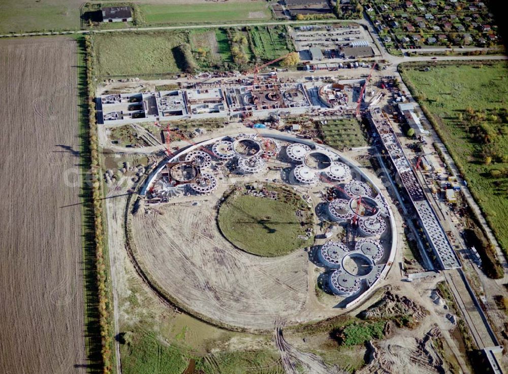 Aerial image Berlin - Falkenberg (Hohenschönhausen) - Baustelle des Tierheimes Falkenberg an der Dorfstraße / Ahrensfelder Chaussee in Falkenberg (Berlin - Hohenschönhausen).