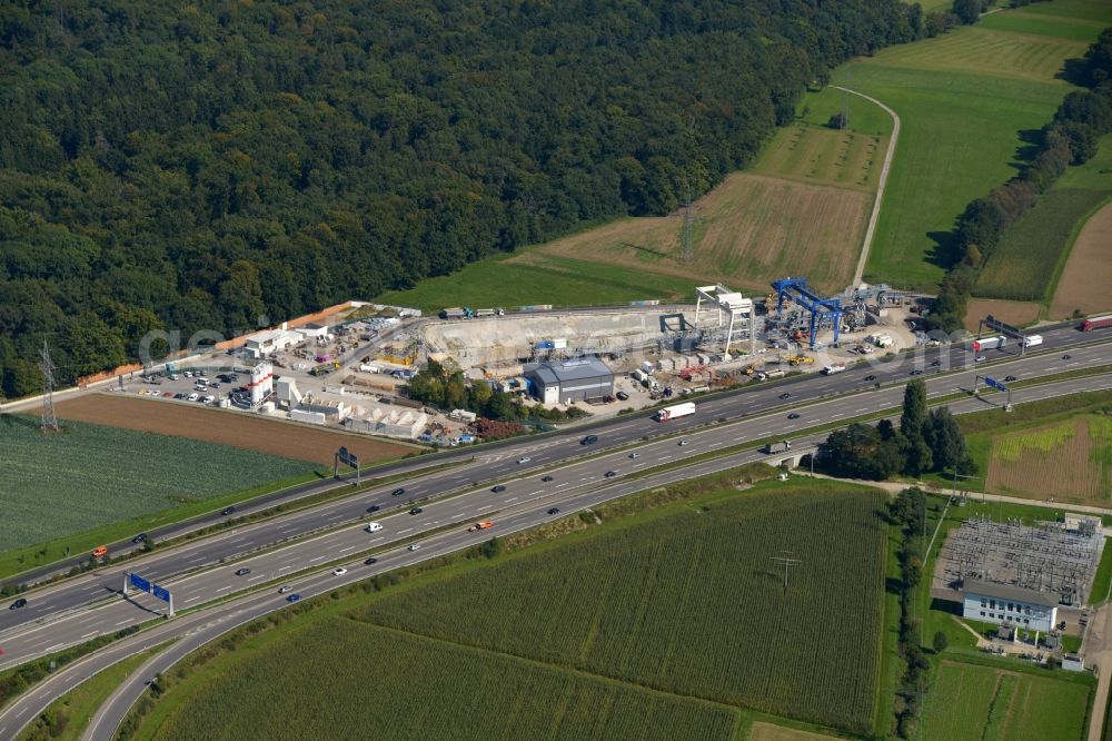 Stuttgart from the bird's eye view: Construction site with tunnel guide for the railway tunnel for Stuttgart 21 in Stuttgart in the state Baden-Wuerttemberg