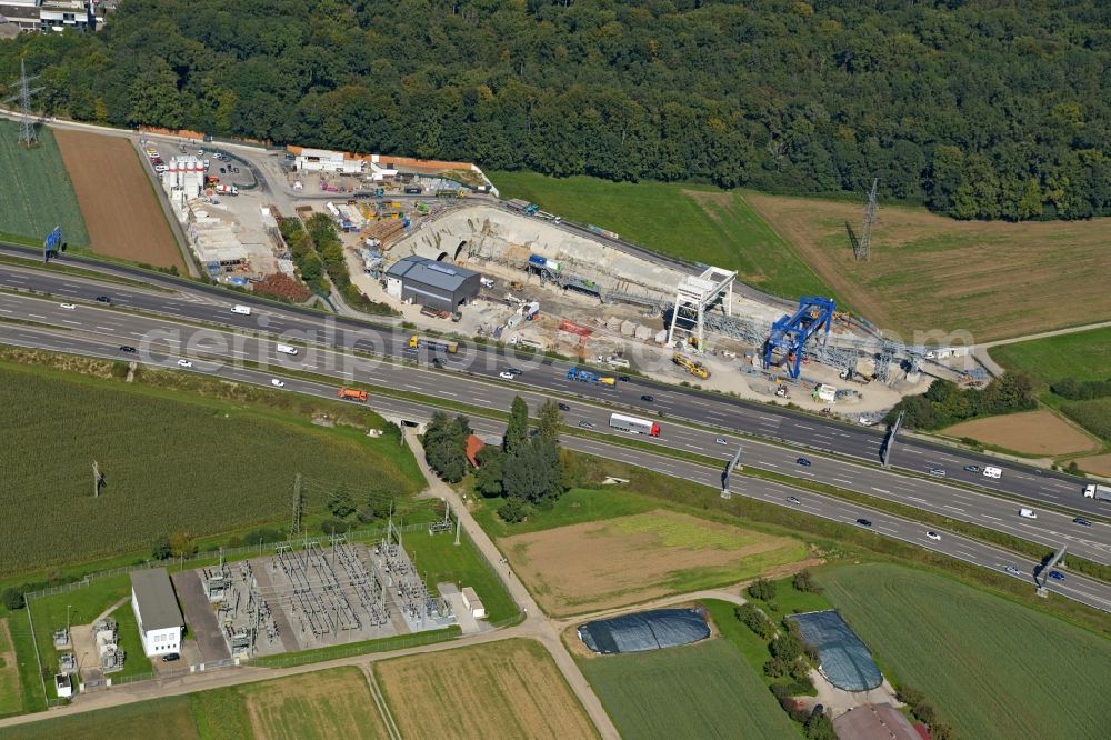 Aerial image Stuttgart - Construction site with tunnel guide for the railway tunnel for Stuttgart 21 in Stuttgart in the state Baden-Wuerttemberg