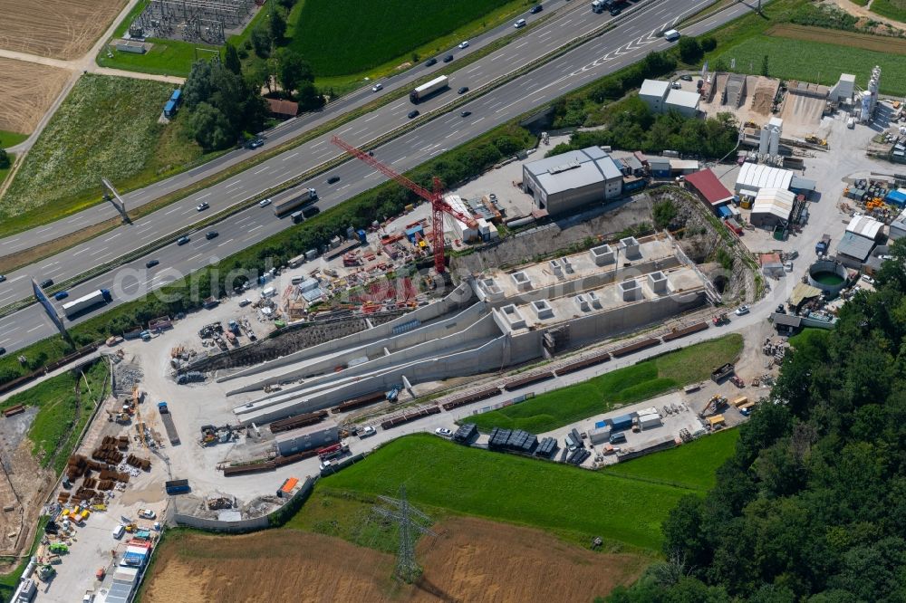 Stuttgart from above - Construction site with tunnel guide for the railway tunnel for Stuttgart 21 in Stuttgart in the state Baden-Wuerttemberg