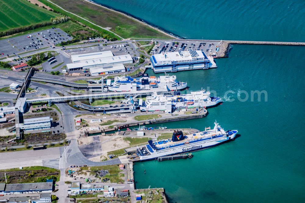 Aerial photograph Puttgarden - Construction site with tunnel guide for the route of Fehmarnbelt- Tunnel on street Faehrhafenstrasse in Puttgarden on the island of Fehmarn in the state Schleswig-Holstein, Germany