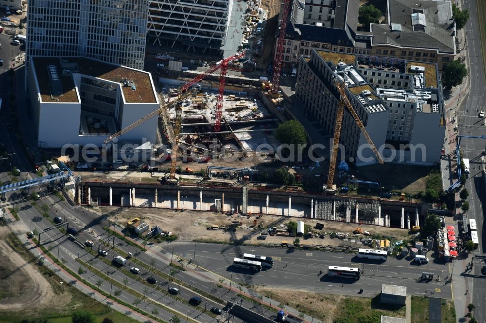 Aerial image Berlin - Construction site with tunnel guide for the route of City train - S-Bahn S21 in Berlin