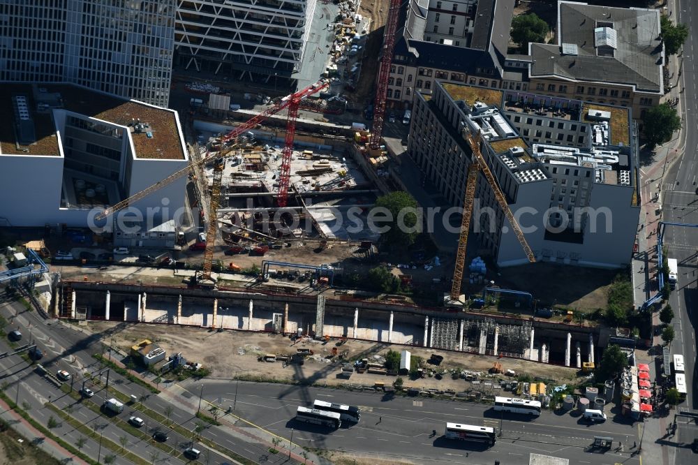 Aerial photograph Berlin - Construction site with tunnel guide for the route of City train - S-Bahn S21 in Berlin