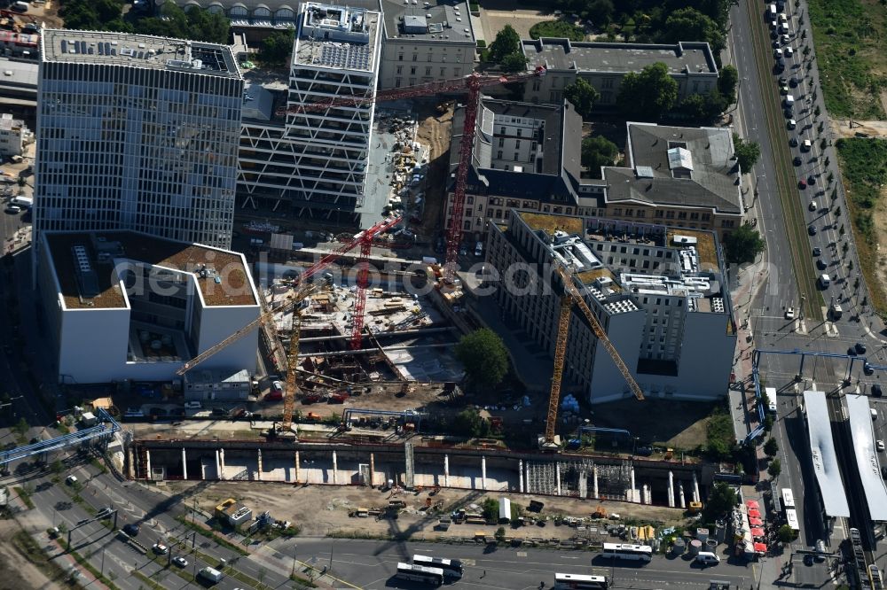 Berlin from above - Construction site with tunnel guide for the route of City train - S-Bahn S21 in Berlin