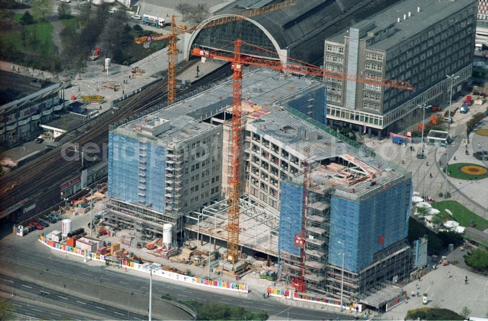 Aerial photograph Berlin - Construction of the rebuilding of the office and retail building at Alexanderplatz in Berlin - Mitte