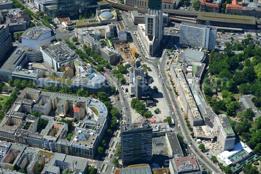 Berlin from above - View at the conversion and expansion construction site of the architectural ensemble Bikinihaus in the Budapester street in the district Charlottenburg in Berlin