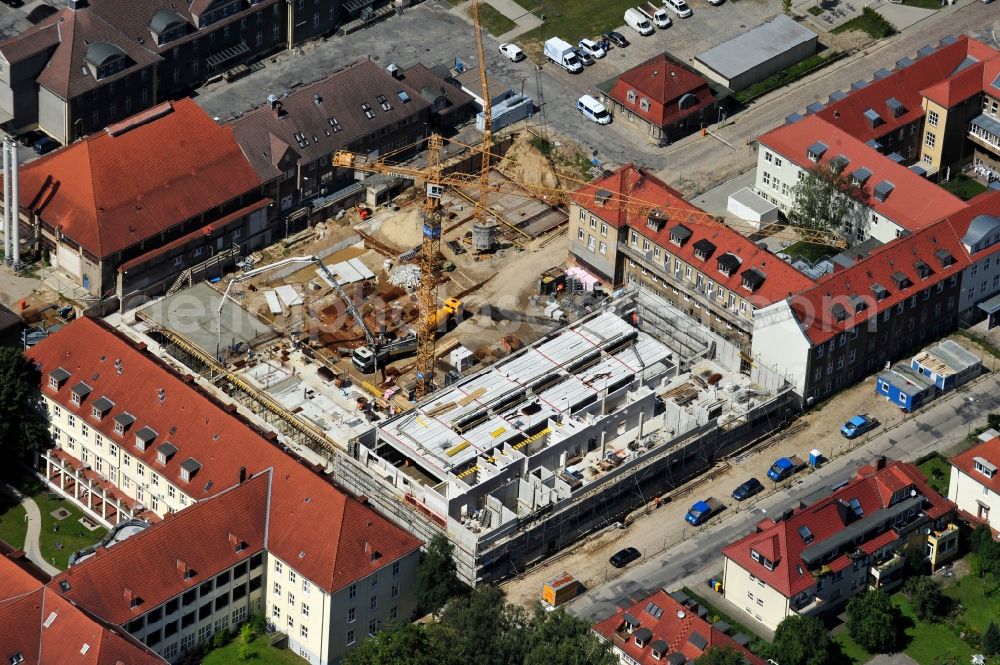 Aerial photograph Rostock - View of construction site of the university hospital Rostock in the state Mecklenburg-Western Pomerania