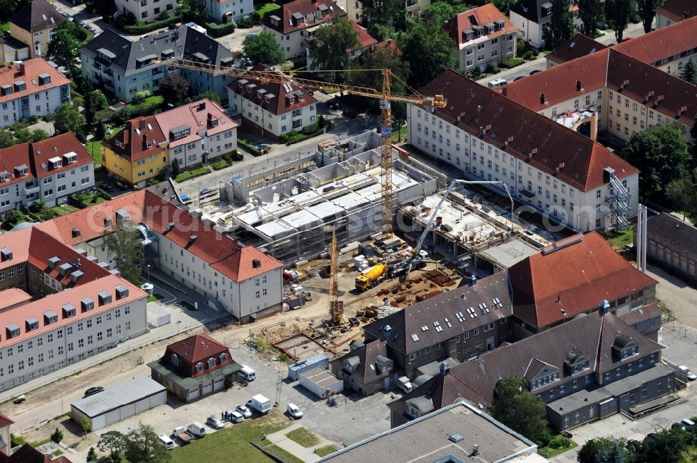 Rostock from the bird's eye view: View of construction site of the university hospital Rostock in the state Mecklenburg-Western Pomerania