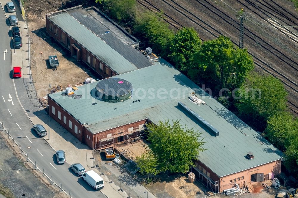 Bochum from the bird's eye view: Building site of the indoor arena Rotunde a?? Alter Bochumer Central Station on Konrad-Adenauer-Platz 3 in Bochum in the state North Rhine-Westphalia, Germany