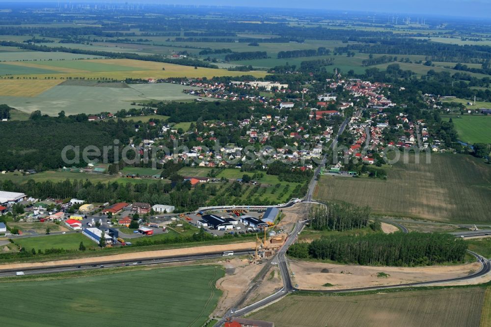 Aerial photograph Fehrbellin - Construction site for the expansion of traffic flow on the motorway BAB A 24 in the district Tarmow in Fehrbellin in the state Brandenburg, Germany