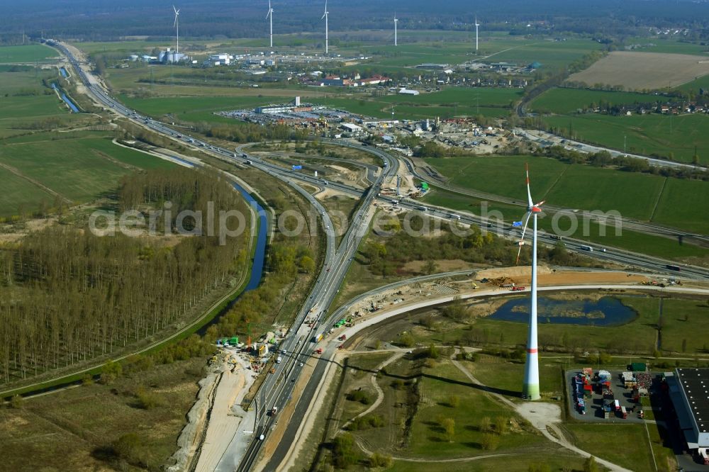 Aerial photograph Schönerlinde - Construction to extend the traffic flow at the intersection- motorway A 114 - A10 - Dreieck Pankow in Schoenerlinde in the state Brandenburg, Germany