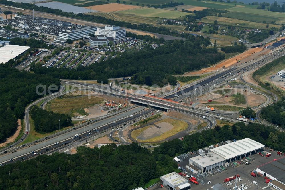 Aerial photograph Köln - Construction to extend the traffic flow at the intersection- motorway A 1 in the district Niehl in Cologne in the state North Rhine-Westphalia, Germany